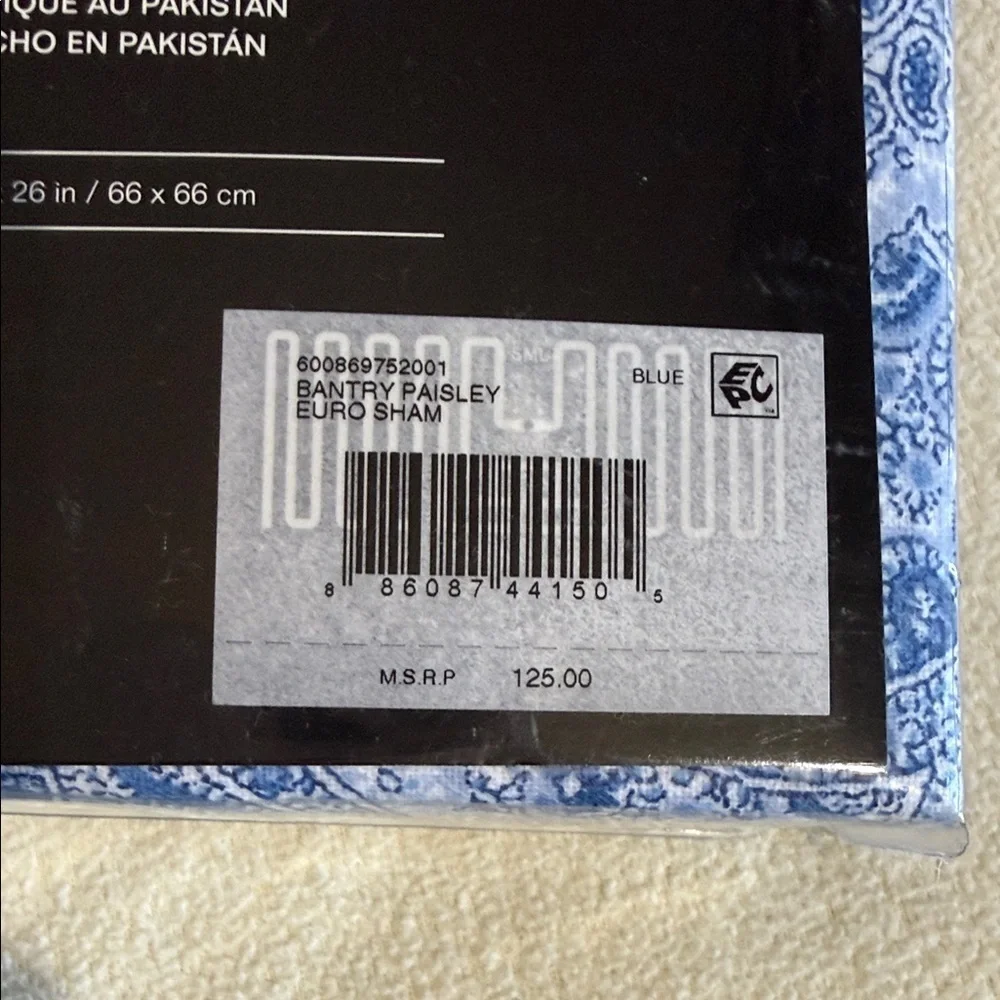 Lauren Ralph Lauren Blue Paisley European Sham new flannel